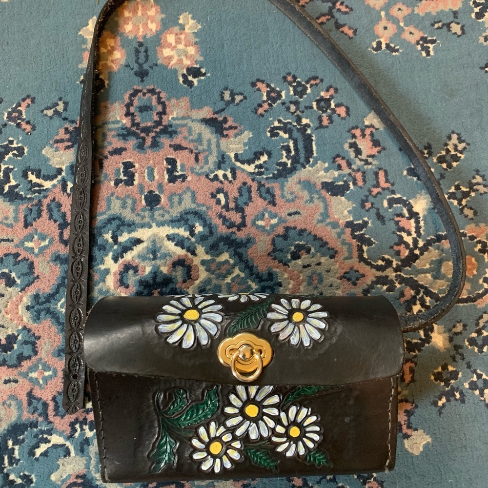 Leather floral purse